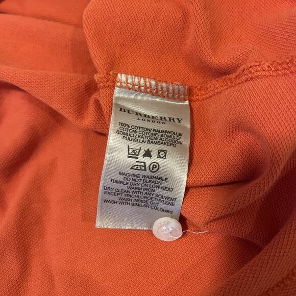 Burberry London Mens Large Orange Polo Shirt Nova Check Size Large - Picture 6 of 7